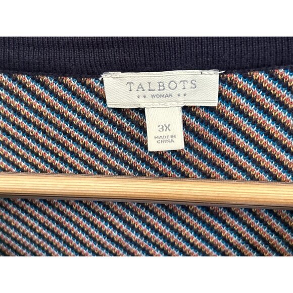 NWOT Talbots 3X  Plaid Button Cardigan Navy Red Blue Checked Preppy Sweater - Picture 3 of 5
